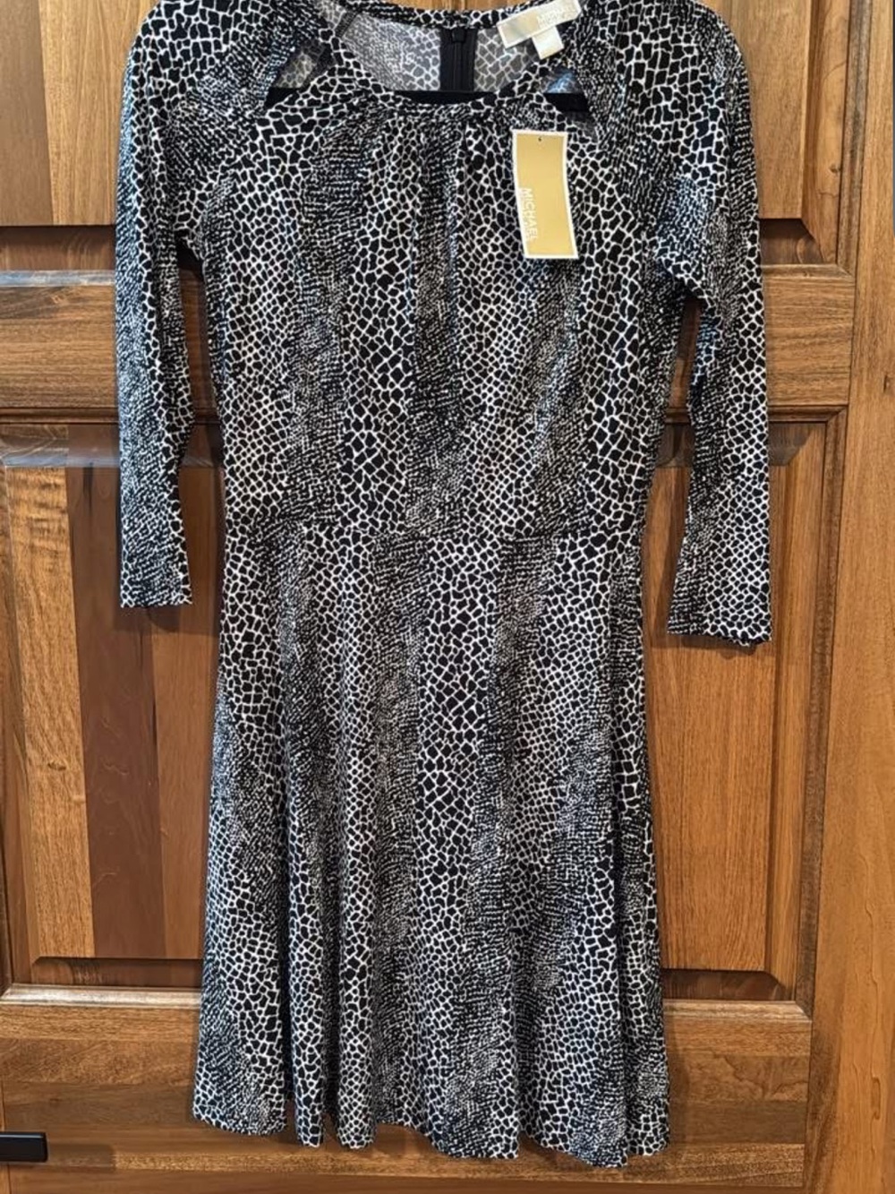 NWT Michael Kors Black and White Animal-Print Dress